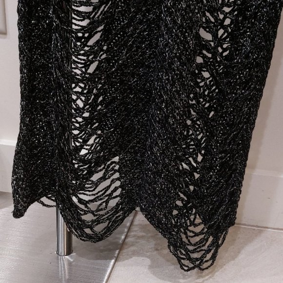 Vintage Distressed Crochet Maxi Dress in Metallic Black Thread - Picture 9 of 13